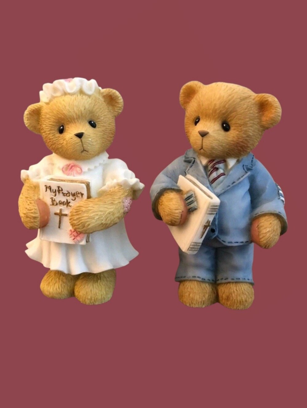 VINTAGE 1999 CHERISHED TEDDIES "FIRST COMMUNION" BOY & GIRL FIGURINE SET ENESCO